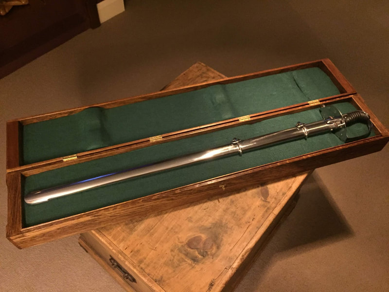 Cavalry sabre presentation box interior.