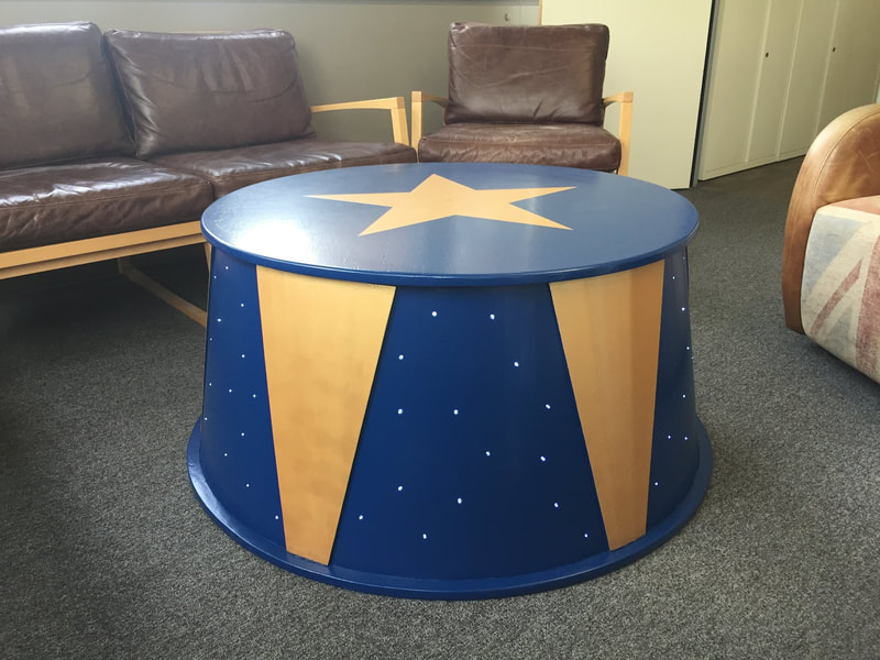 Circus stool for a contortionist.