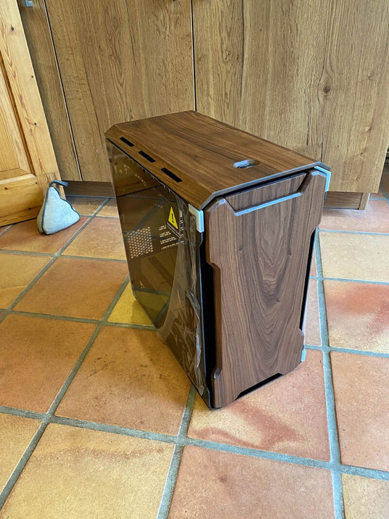 Wooden PC case replacement for a Victorian drawing room.